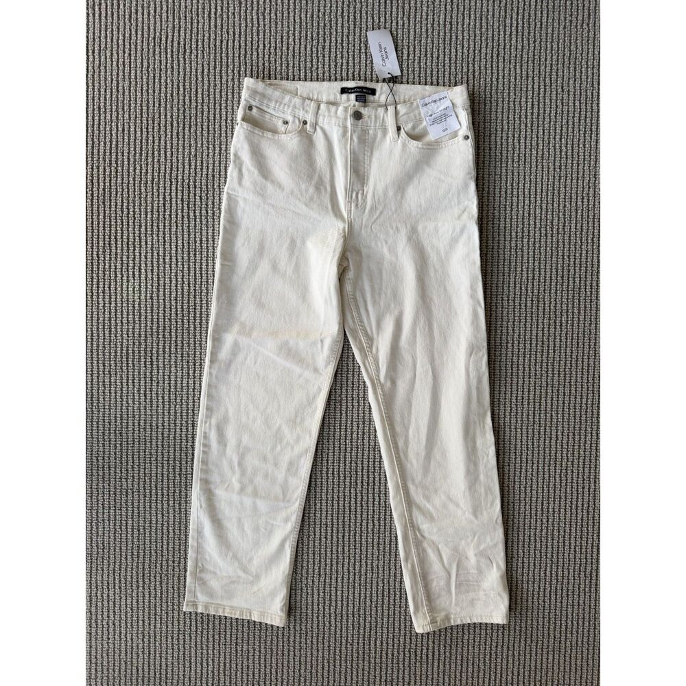 NWT Calvin Klein Jeans High Rise Straight Cream Jeans Size 12/31